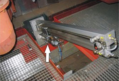 Example of the placing of camera probe with automatic pop-up in steelworks plant